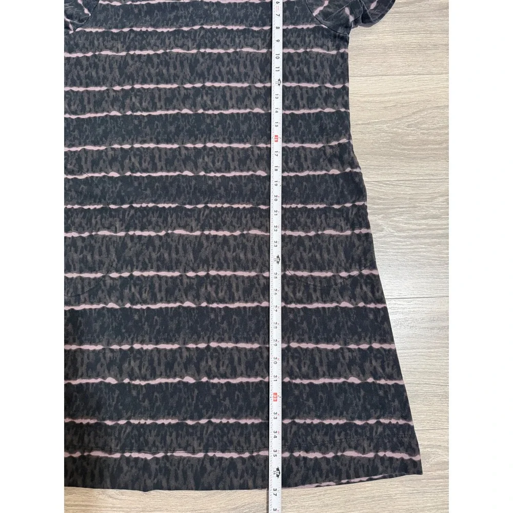 Ellen Tracy Lagenlook Midi Dress L Pima Cotton Animal Stripe T-Shirt Black Combo